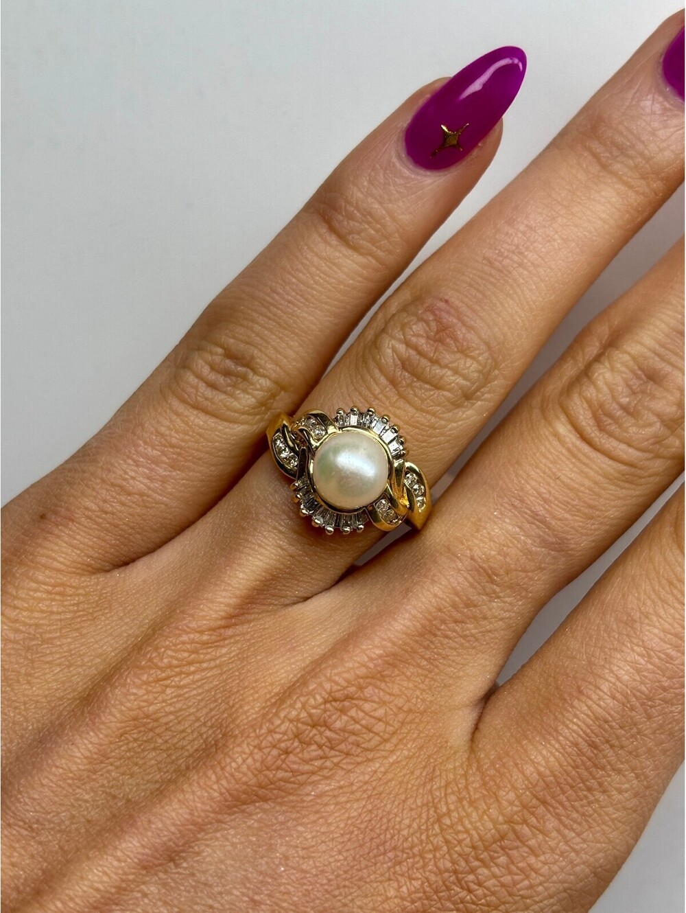 14k Yellow Gold Pearl Ring Antique
